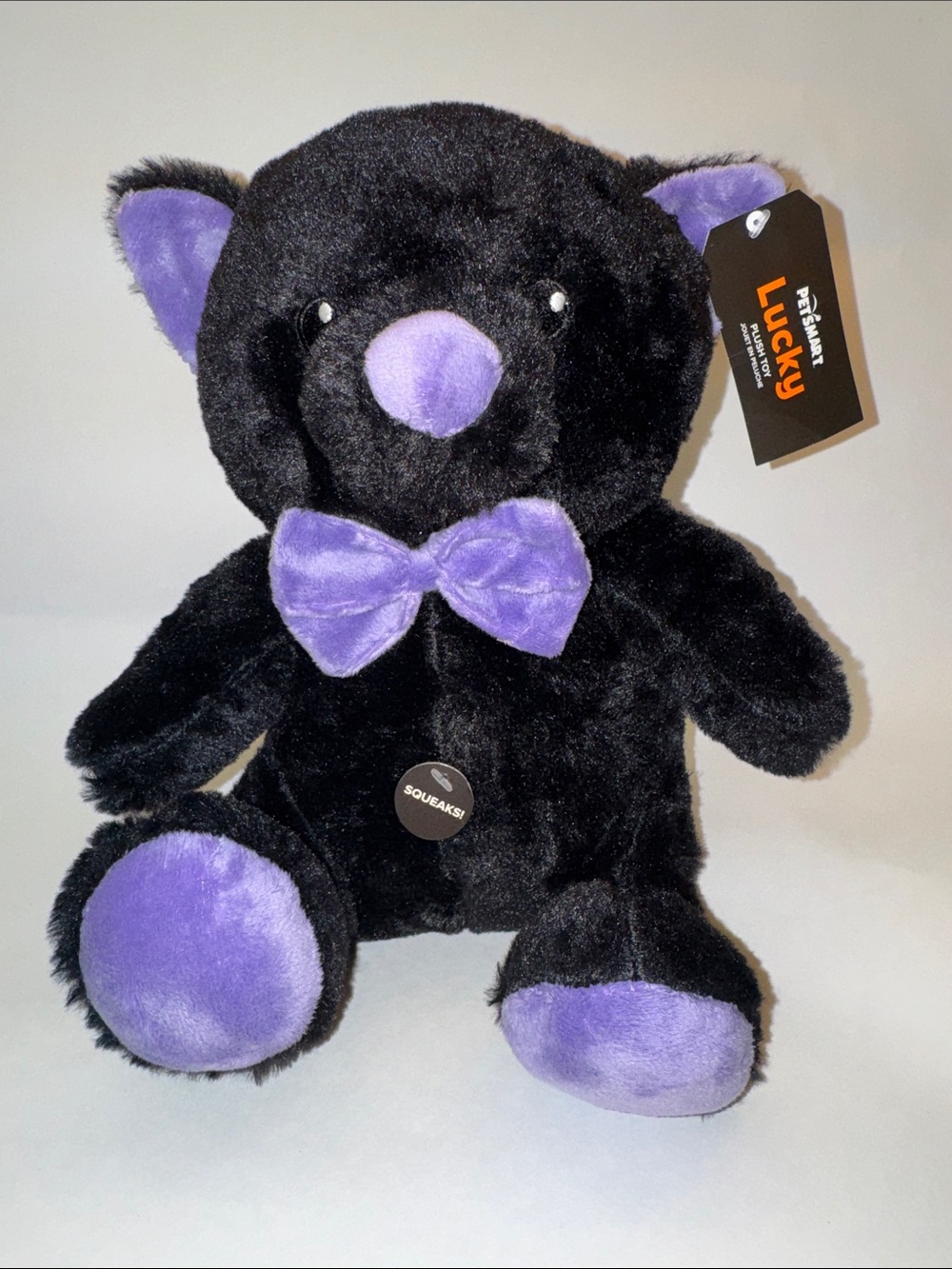 Petsmart Halloween Bear Black & Purple Plush Squeaker Dog Toy